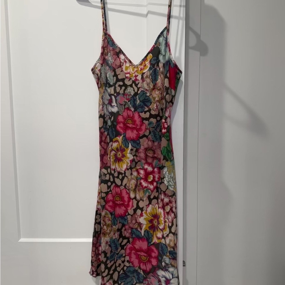 SOLD Johnny Was Multicolor Floral Slip Mini Dress
